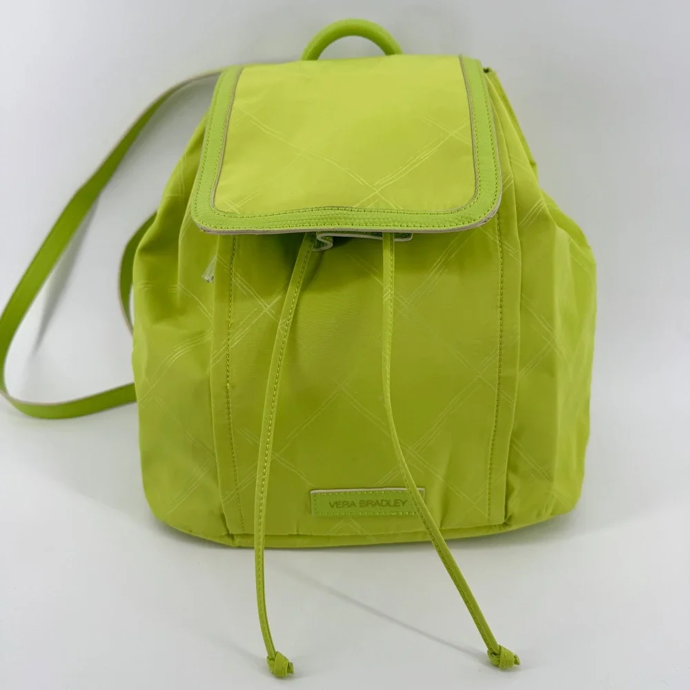 New Vera Bradley Preppy Poly Backpack Womens Small Citrine Green 14895-515